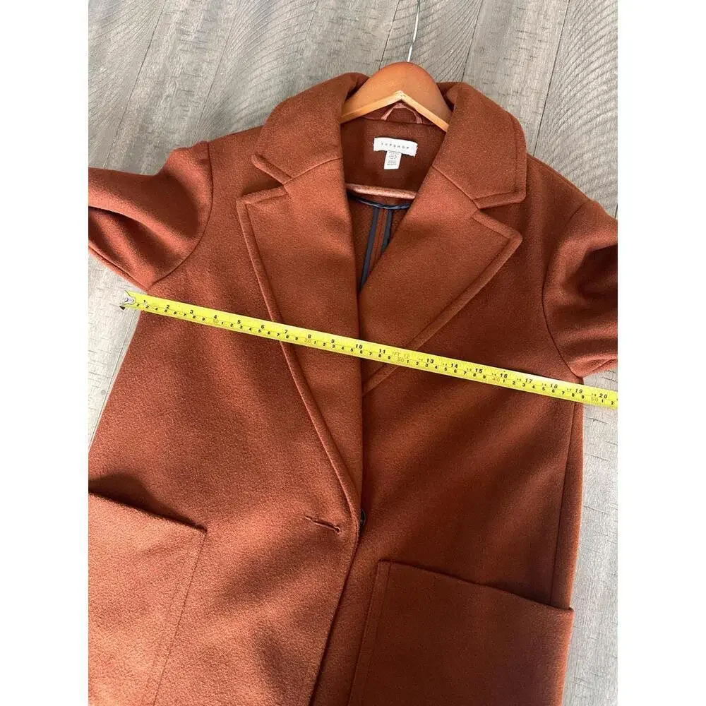 Topshop Carly Coat Rust Brown Orange Long Jacket Women’s size 4 Small